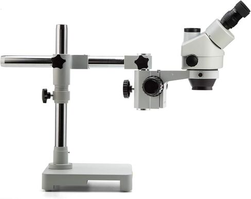 Swift S7 3.5X-90X Professional Simul-Focal Trinocular Stereo Zoom Microscope with WH10x Eyepieces, 0.7X-4.5X Objective,144 LED Ring Light, Double Arm Boom Stand, Includes 0.5X and 2.0X Barlow Lens in Saudi Arabia