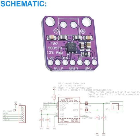 2PCS MAX98357 Audio Power Amplifier Module I2S Class D Filterless Audio Amplifiers Board for Arduino, Raspberry Pi, Esp32 with Dupont Cable in Saudi Arabia