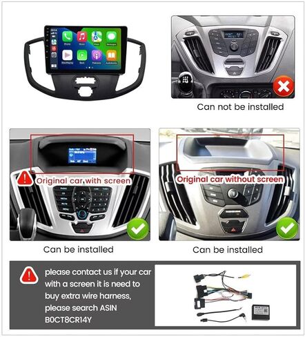 ستيريو راديو السيارة Android من MekedeTech لسيارة Ford Transit 2015-2018، استبدال وحدة الرأس، ترقية شاشة اللمس مع CarPlay اللاسلكي/Android Auto، 4 core 1+32G in Kuwait