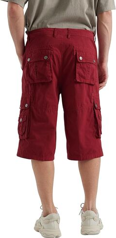 BEST SOUTH Men's Capri Long Twill Cargo Shorts Below Knee 13 Inches Cotton Relaxed Fit Casual Multi-Pocket Red 40 in Saudi Arabia
