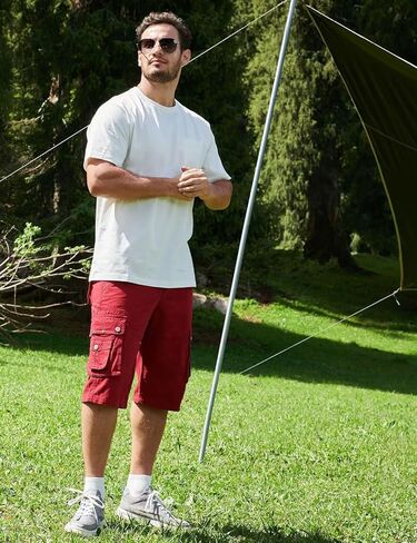 BEST SOUTH Men's Capri Long Twill Cargo Shorts Below Knee 13 Inches Cotton Relaxed Fit Casual Multi-Pocket Red 40 in Saudi Arabia