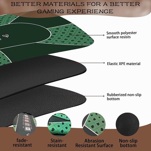 K-Musculo Poker Mat 70" x 35",Texas Hold'em Poker Mat for Card Games. Poker Table Top with Portable Carrying Bag Up to 10 Player Fit for Party Game & Casino in Kuwait