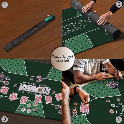 K-Musculo Poker Mat 70" x 35",Texas Hold'em Poker Mat for Card Games. Poker Table Top with Portable Carrying Bag Up to 10 Player Fit for Party Game & Casino in Kuwait