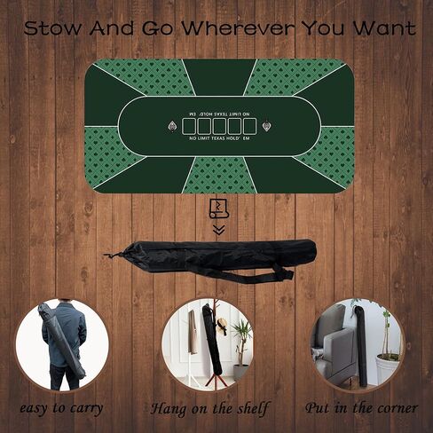 K-Musculo Poker Mat 70" x 35",Texas Hold'em Poker Mat for Card Games. Poker Table Top with Portable Carrying Bag Up to 10 Player Fit for Party Game & Casino in Kuwait