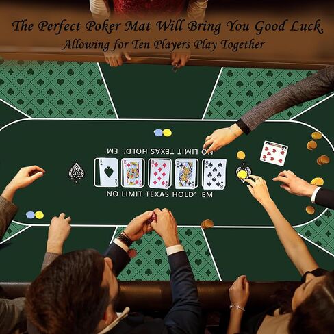 K-Musculo Poker Mat 70" x 35",Texas Hold'em Poker Mat for Card Games. Poker Table Top with Portable Carrying Bag Up to 10 Player Fit for Party Game & Casino in Kuwait