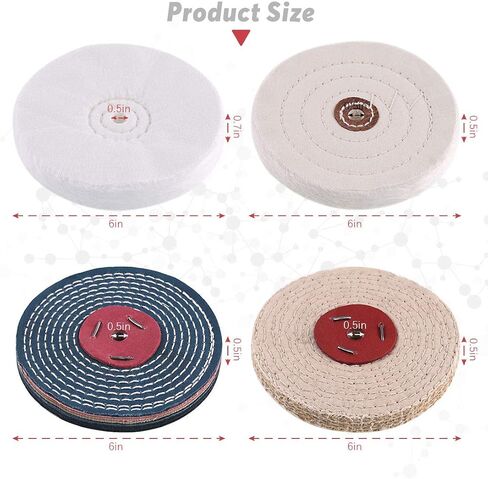 Hilitchi 6 Inch Buffing Polishing Wheel with 1/2" Arbor Hole, Soft White Wheel (30 Ply), White Cloth Wheel(30 Ply), 1/2" Thick Denim and Linen Polishing Wheel with 2 Polishing Compounds in Saudi Arabia