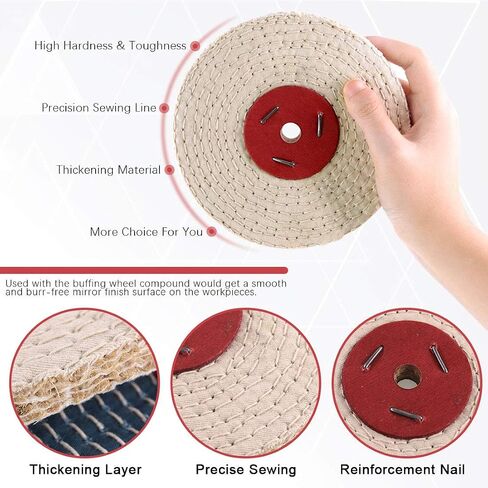 Hilitchi 6 Inch Buffing Polishing Wheel with 1/2" Arbor Hole, Soft White Wheel (30 Ply), White Cloth Wheel(30 Ply), 1/2" Thick Denim and Linen Polishing Wheel with 2 Polishing Compounds in Saudi Arabia