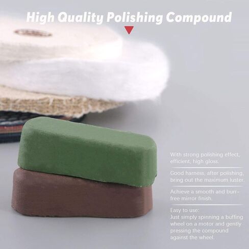Hilitchi 6 Inch Buffing Polishing Wheel with 1/2" Arbor Hole, Soft White Wheel (30 Ply), White Cloth Wheel(30 Ply), 1/2" Thick Denim and Linen Polishing Wheel with 2 Polishing Compounds in Saudi Arabia