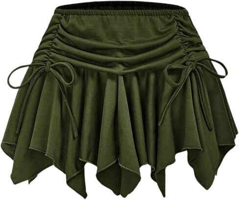 تنورة نسائية قصيرة من WDIRARA بخصر مطاطي ورباط مكشكش وحاشية غير متماثلة in Kuwait