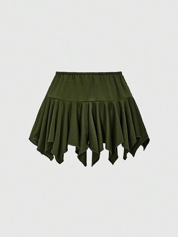 تنورة نسائية قصيرة من WDIRARA بخصر مطاطي ورباط مكشكش وحاشية غير متماثلة in Kuwait