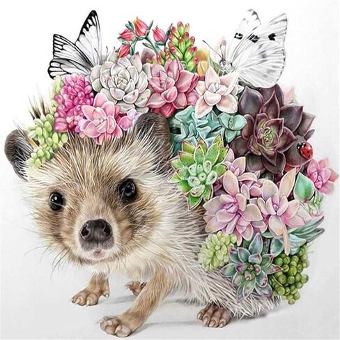 Zimal 5D DIY Diamond Embroidery Flowers Hedgehog Cactus Diamond Painting Cross Stitch Full Round Drill Mosaic Decoration Gift 11.8 X 11.8 Inch in Kuwait