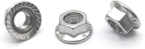 M10x1.0mm 304 Stainless Steel Fine Thread Flange Hex Nuts Lock Nuts 5pcs in Saudi Arabia