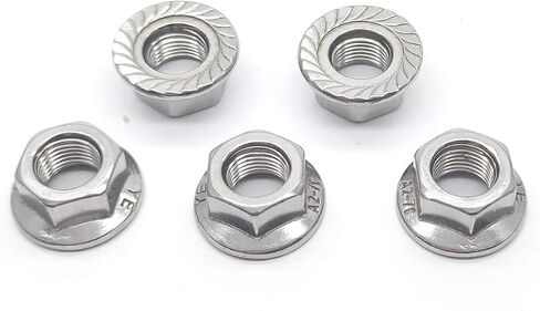 M10x1.0mm 304 Stainless Steel Fine Thread Flange Hex Nuts Lock Nuts 5pcs in Saudi Arabia