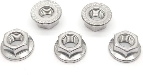 M10x1.0mm 304 Stainless Steel Fine Thread Flange Hex Nuts Lock Nuts 5pcs in Saudi Arabia