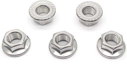 M10x1.0mm 304 Stainless Steel Fine Thread Flange Hex Nuts Lock Nuts 5pcs in Saudi Arabia