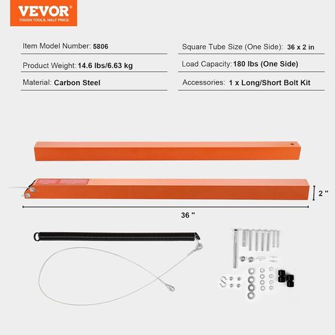 VEVOR Trailer Tailgate Lift Assist, Max 180 lbs Load Capacity, Compatible with Open Utility Trailer Tailgate and Ramp, with 10 to 24 Inches Heights Side Rail and 4 to 6 Feet Height Tail Gate or Ramp in Saudi Arabia