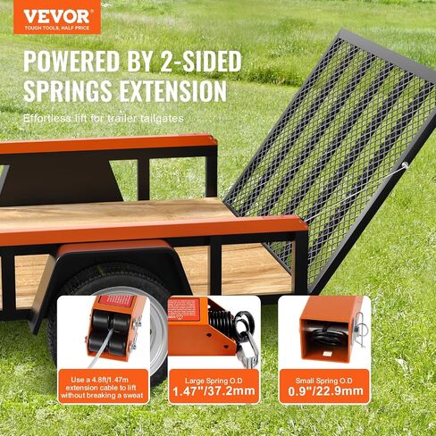 VEVOR Trailer Tailgate Lift Assist, Max 180 lbs Load Capacity, Compatible with Open Utility Trailer Tailgate and Ramp, with 10 to 24 Inches Heights Side Rail and 4 to 6 Feet Height Tail Gate or Ramp in Saudi Arabia