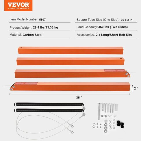 VEVOR Trailer Tailgate Lift Assist, Max 180 lbs Load Capacity, Compatible with Open Utility Trailer Tailgate and Ramp, with 10 to 24 Inches Heights Side Rail and 4 to 6 Feet Height Tail Gate or Ramp in Saudi Arabia