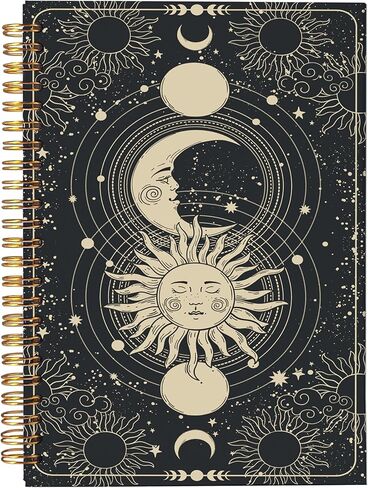 دفتر يوميات الشمس والقمر التارو - مجلة الساحرة، دفتر الساحرة الساحرة، أشياء ساحرة، هدايا التارو للنساء، دفتر ملاحظات حلزوني 5.5 × 8.، دفاتر كتابة in Kuwait