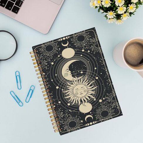 دفتر يوميات الشمس والقمر التارو - مجلة الساحرة، دفتر الساحرة الساحرة، أشياء ساحرة، هدايا التارو للنساء، دفتر ملاحظات حلزوني 5.5 × 8.، دفاتر كتابة in Kuwait