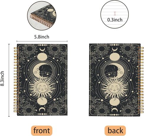 دفتر يوميات الشمس والقمر التارو - مجلة الساحرة، دفتر الساحرة الساحرة، أشياء ساحرة، هدايا التارو للنساء، دفتر ملاحظات حلزوني 5.5 × 8.، دفاتر كتابة in Kuwait