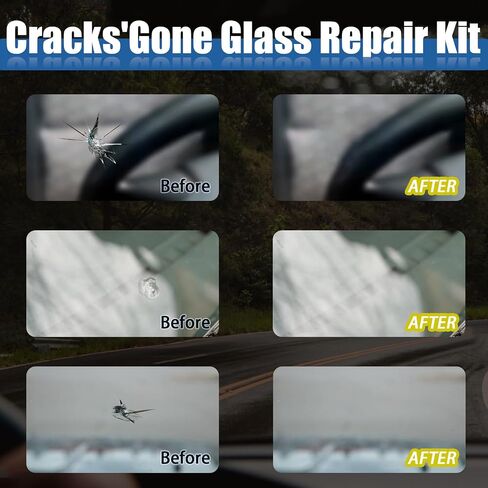 Cracks'Gone Glass Repair Kit, Windshield Repair Kit for Chips and Cracks, Car Window Chip Repair Kit, Cracks Gone Glass Kit Automotive Windscreen Tool, for Fixing Chips and Star Shaped Crack (2pcs) in Saudi Arabia