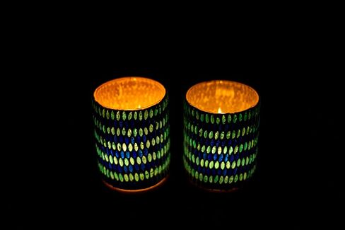 SimbaKart Handcrafted Stylish T-Light Candle Holder, Glass Candle Holder, Handmade T-Light Holder for Bedroom, Office, Living Room, Dining Table, Spa, Reiki, Set of 2 in Saudi Arabia