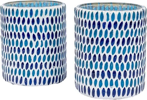SimbaKart Handcrafted Stylish T-Light Candle Holder, Glass Candle Holder, Handmade T-Light Holder for Bedroom, Office, Living Room, Dining Table, Spa, Reiki, Set of 2 in Saudi Arabia
