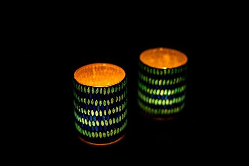 SimbaKart Handcrafted Stylish T-Light Candle Holder, Glass Candle Holder, Handmade T-Light Holder for Bedroom, Office, Living Room, Dining Table, Spa, Reiki, Set of 2 in Saudi Arabia