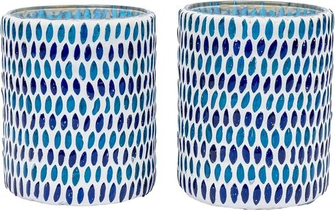 SimbaKart Handcrafted Stylish T-Light Candle Holder, Glass Candle Holder, Handmade T-Light Holder for Bedroom, Office, Living Room, Dining Table, Spa, Reiki, Set of 2 in Saudi Arabia