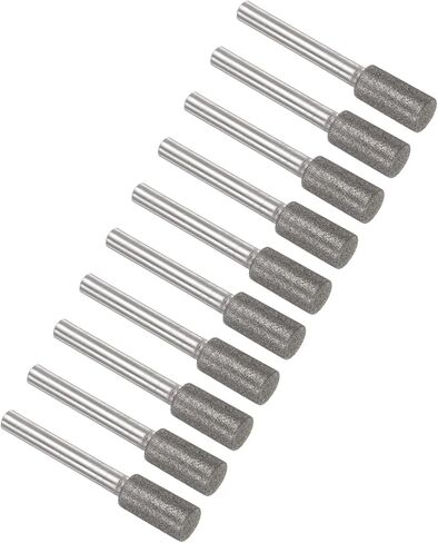 10pcs Diamond Grinding Bit - [12mm Dia 120 Grtis] Cylinder Head Carving Drill Bits Rotary Tool for Carving Polishing Use | 6mm Round Shank in Saudi Arabia