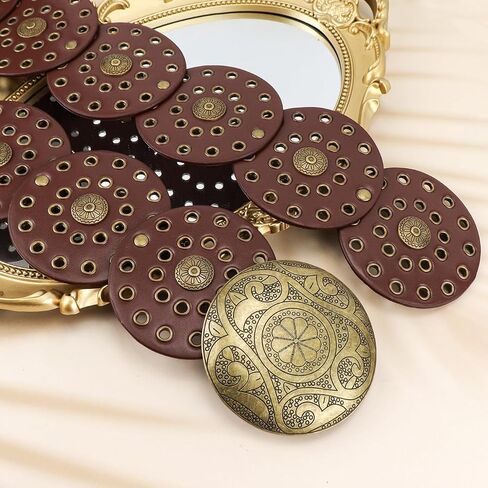 Wide Disc Belt for Women Leather Hollow Out Round Belt Boho Western Waist Belt in Saudi Arabia