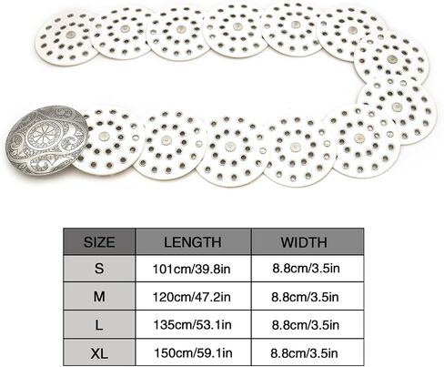 Wide Disc Belt for Women Leather Hollow Out Round Belt Boho Western Waist Belt in Saudi Arabia