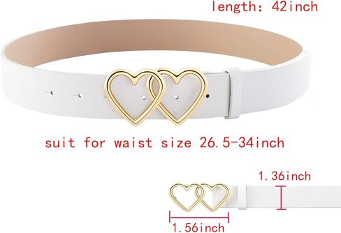 حزام خصر نسائي من الجلد من Ayliss حزام جينز كاجوال أنيق مع بنطال فستان بإبزيم مزدوج على شكل قلب in Kuwait