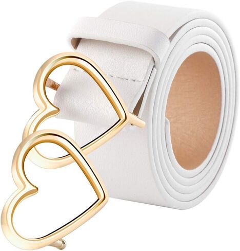 حزام خصر نسائي من الجلد من Ayliss حزام جينز كاجوال أنيق مع بنطال فستان بإبزيم مزدوج على شكل قلب in Kuwait