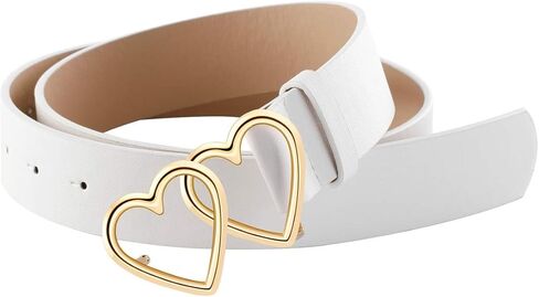 حزام خصر نسائي من الجلد من Ayliss حزام جينز كاجوال أنيق مع بنطال فستان بإبزيم مزدوج على شكل قلب in Kuwait