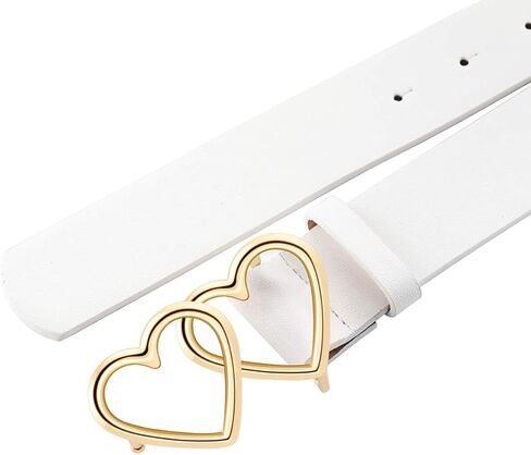 حزام خصر نسائي من الجلد من Ayliss حزام جينز كاجوال أنيق مع بنطال فستان بإبزيم مزدوج على شكل قلب in Kuwait