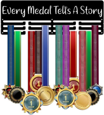 PH PandaHall Brazilian Jiu-Jitsu Medal Holder Medal Hanger Award Ribbon Hanger Tiered Medal Hanger Sport Award Ribbon Cheer Rack Wall Mount Metal Frame for Over 50 Medals 15.75 Inch/40cm in Saudi Arabia