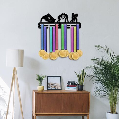 PH PandaHall Brazilian Jiu-Jitsu Medal Holder Medal Hanger Award Ribbon Hanger Tiered Medal Hanger Sport Award Ribbon Cheer Rack Wall Mount Metal Frame for Over 50 Medals 15.75 Inch/40cm in Saudi Arabia