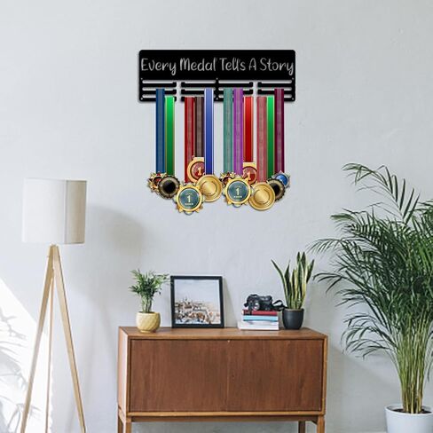 PH PandaHall Brazilian Jiu-Jitsu Medal Holder Medal Hanger Award Ribbon Hanger Tiered Medal Hanger Sport Award Ribbon Cheer Rack Wall Mount Metal Frame for Over 50 Medals 15.75 Inch/40cm in Saudi Arabia