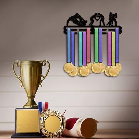 PH PandaHall Brazilian Jiu-Jitsu Medal Holder Medal Hanger Award Ribbon Hanger Tiered Medal Hanger Sport Award Ribbon Cheer Rack Wall Mount Metal Frame for Over 50 Medals 15.75 Inch/40cm in Saudi Arabia