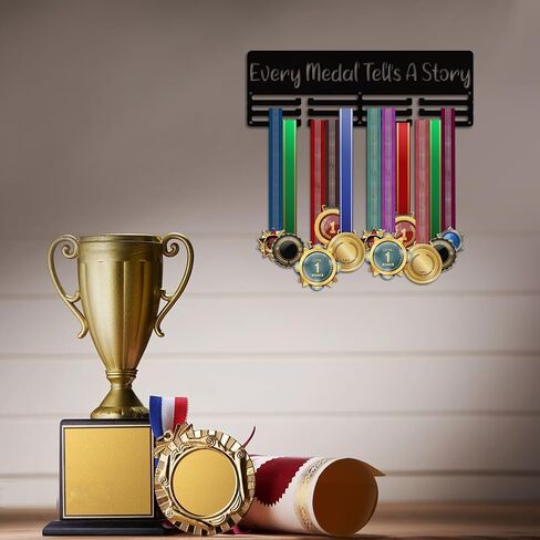 PH PandaHall Brazilian Jiu-Jitsu Medal Holder Medal Hanger Award Ribbon Hanger Tiered Medal Hanger Sport Award Ribbon Cheer Rack Wall Mount Metal Frame for Over 50 Medals 15.75 Inch/40cm in Saudi Arabia