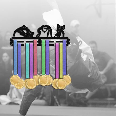 PH PandaHall Brazilian Jiu-Jitsu Medal Holder Medal Hanger Award Ribbon Hanger Tiered Medal Hanger Sport Award Ribbon Cheer Rack Wall Mount Metal Frame for Over 50 Medals 15.75 Inch/40cm in Saudi Arabia
