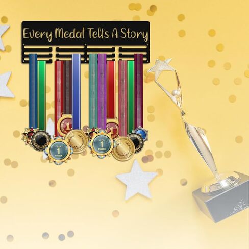 PH PandaHall Brazilian Jiu-Jitsu Medal Holder Medal Hanger Award Ribbon Hanger Tiered Medal Hanger Sport Award Ribbon Cheer Rack Wall Mount Metal Frame for Over 50 Medals 15.75 Inch/40cm in Saudi Arabia