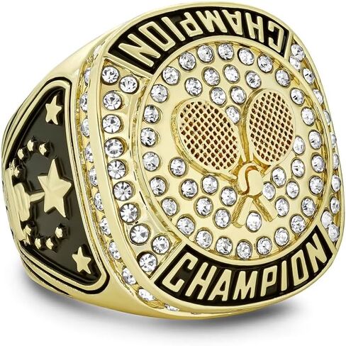 جائزة هدية لخاتم كأس التنس الذهبي لبطل التنس من Express Medals مع سلسلة رقبة للعرض وحلقات بطولة حامل in Kuwait