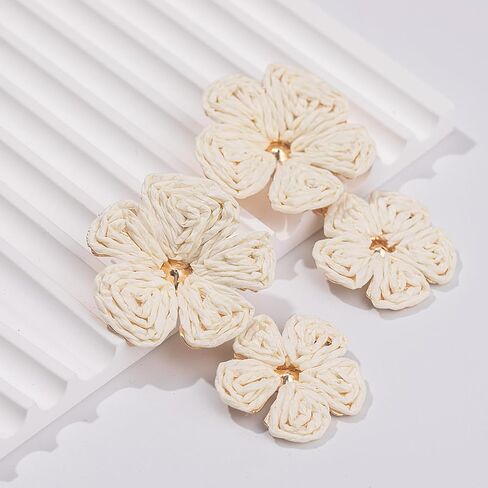 Flower Drop Earrings Floral Raffia Earrings Boho Statement Dangle Earrings Trendy Cute Summer Jewelry for Women in Kuwait