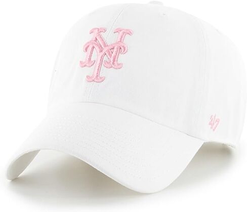 47 MLB Unisex-Adult Alternate Clean Up Adjustable Hat Cap - One Size (US, Alpha, One Size, New York Mets White/Pink) in Saudi Arabia