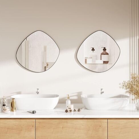 DDK Irregular Wall Mounted Mirror, Irregular Wall Mirror, Framed Modern Decorative Vanity Mirrors for Living Room, Bedroom, Bathroom, Entryway, Hallway(28.5" x27.5") in Saudi Arabia