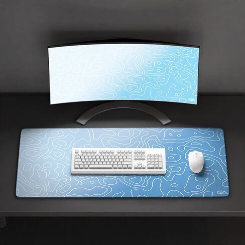 GutzyAiden Topo XXL Gaming Mouse Pad | 36" x 18" | Hybrid Polyester Fabric Top | Non-Slip Rubber Base | 4mm Thick (Black Topo) in Saudi Arabia