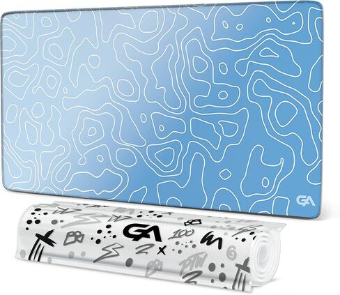 GutzyAiden Topo XXL Gaming Mouse Pad | 36" x 18" | Hybrid Polyester Fabric Top | Non-Slip Rubber Base | 4mm Thick (Black Topo) in Saudi Arabia